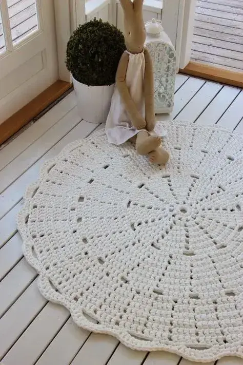 crochê - tapete de crochê circular simples 