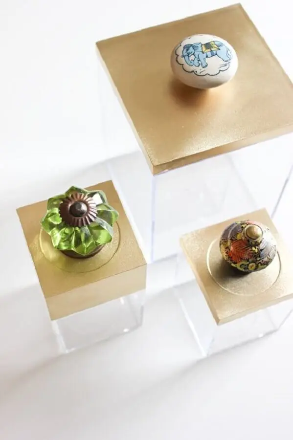 diferentes puxadores para tampa de caixa decorativa de acrílico Foto Pinterest