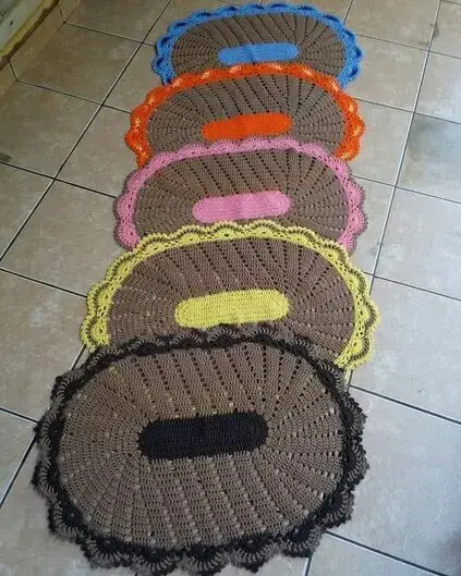tapete de crochê para cozinha - tapetes coloridos 