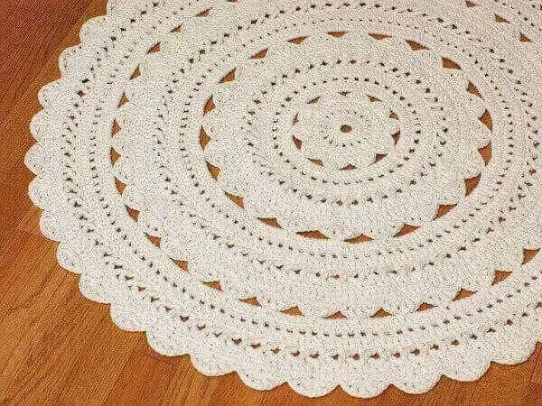 Artesanato em geral tapete de crochê branco
