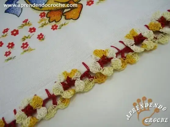 Bico de crochê para pano de prato em formato de flor Foto de Aprendendo Croche