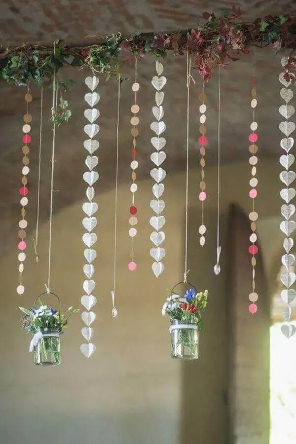 Engagement decoration hung hearts