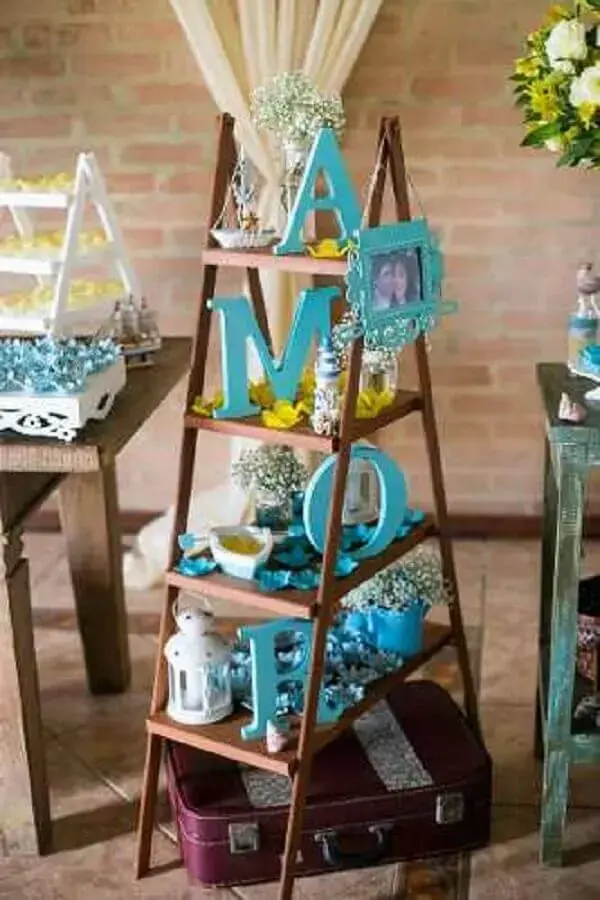 Engagement decoration wooden staircase