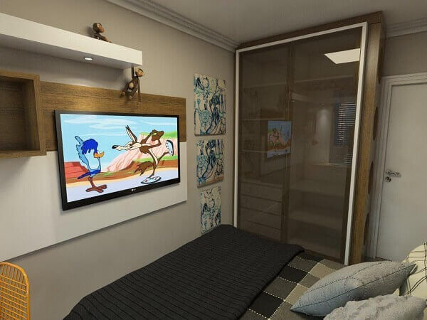 Painel para quarto de tv com duas cores