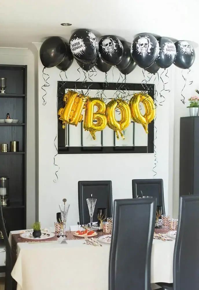 decoração com balões para dia das bruxas Foto Pinterest
