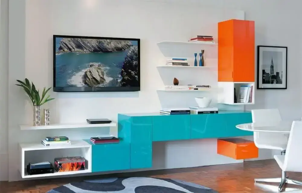 decoração com móveis laqueados para sala de estar Foto Pinterest