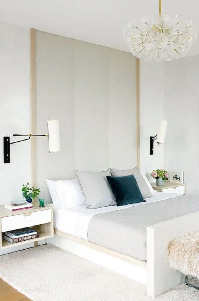 decoração moderna para quarto todo branco com criado mudo Foto Pinterest