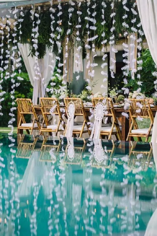 decoração para casamento em casa com piscina Foto Home Decoo