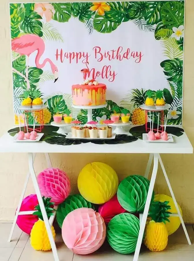 decoração para festa flamingo tropical simples Foto Pinterest