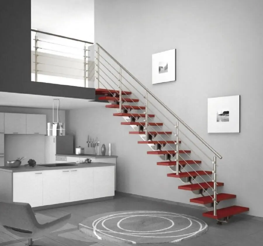 escada simples com guarda corpo de alumínio Foto Stairs Design Ideas