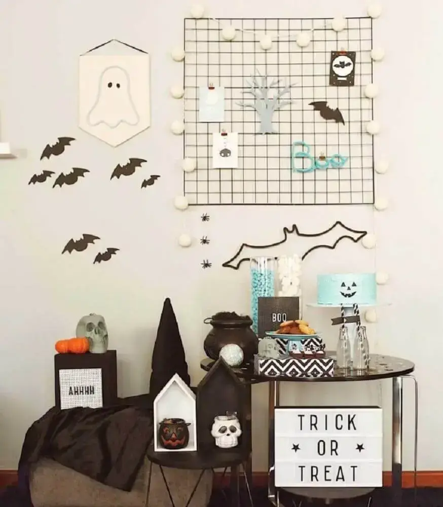ideia simples de decoração para Halloween Foto Caraminholando
