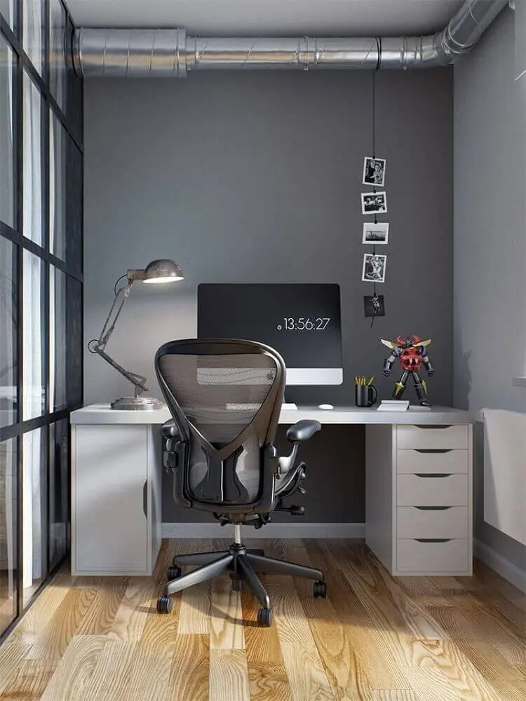 modelo confortável de cadeiras modernas para escritório com paredes cinza Foto GreenVirals Style