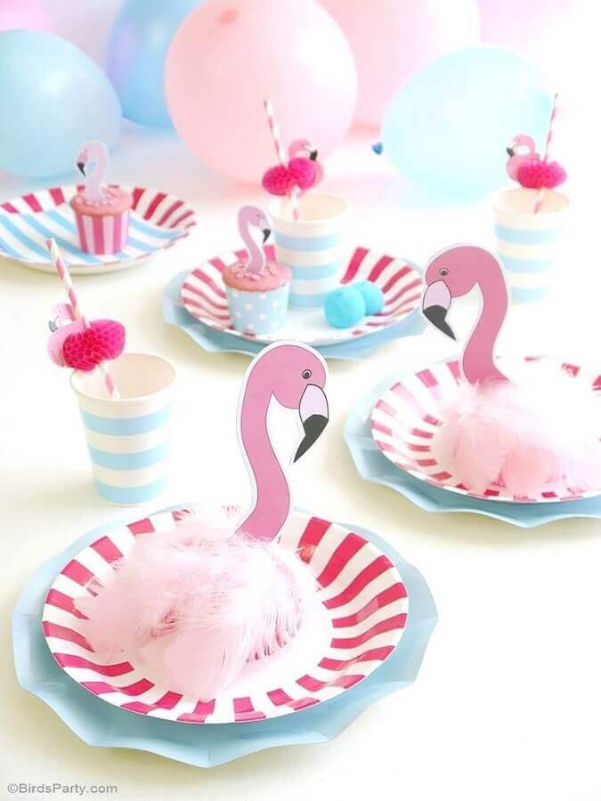 pratos decorados para festa flamingo tropical Foto Pinterest