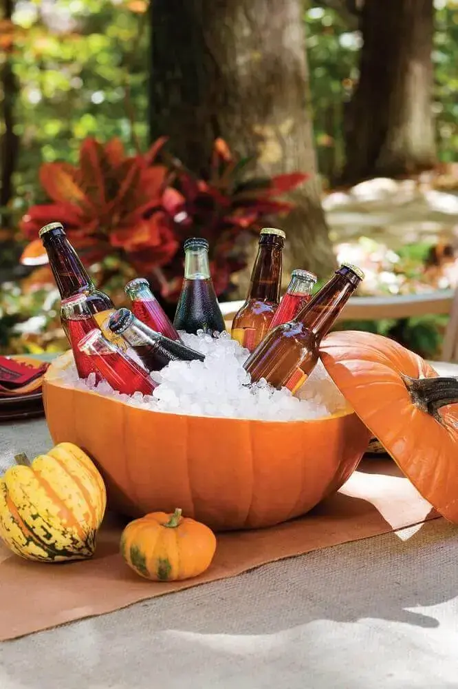 large pumpkin drink holder for Halloween party Photo Southern Living