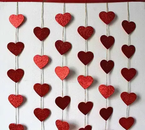 Cortina de coração vermelho com glitter Foto de Ele&Ela