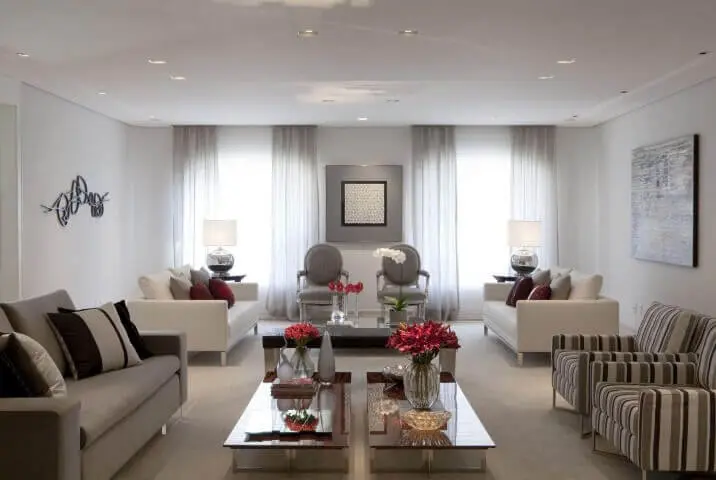 Decoração de sala de estar com dois ambientes Projeto de Marcelo Rosset