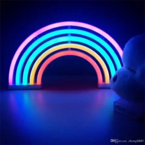 Decoração neon com luminária em formato de arco-íris Foto de DHgate