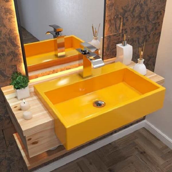 Modelo de cuba para banheiro de semi embutir colorida