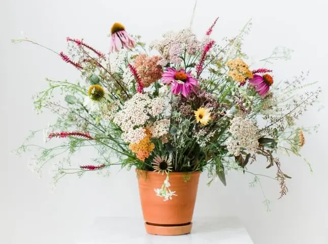 Vaso de cerâmica com flores do campo variadas Foto de Avenue Lifestyle