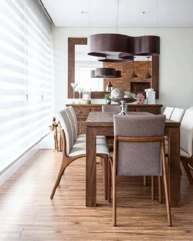 decoração com móveis de madeira para sala de jantar moderna Foto Braccini + Lima Arquitetura