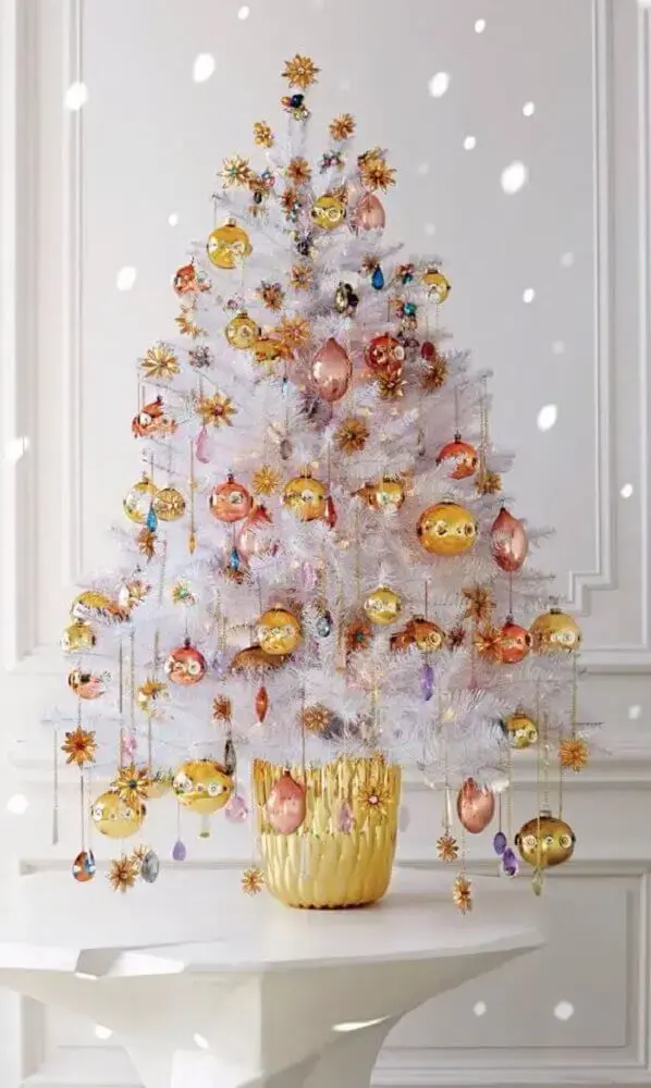 decoração para árvore de natal branca pequena Foto Pinterest