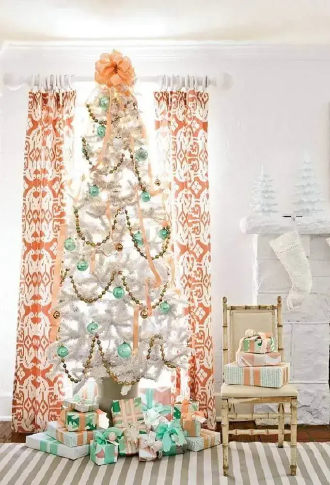 enfeites decorativos para árvore de natal branca Foto Pinterest