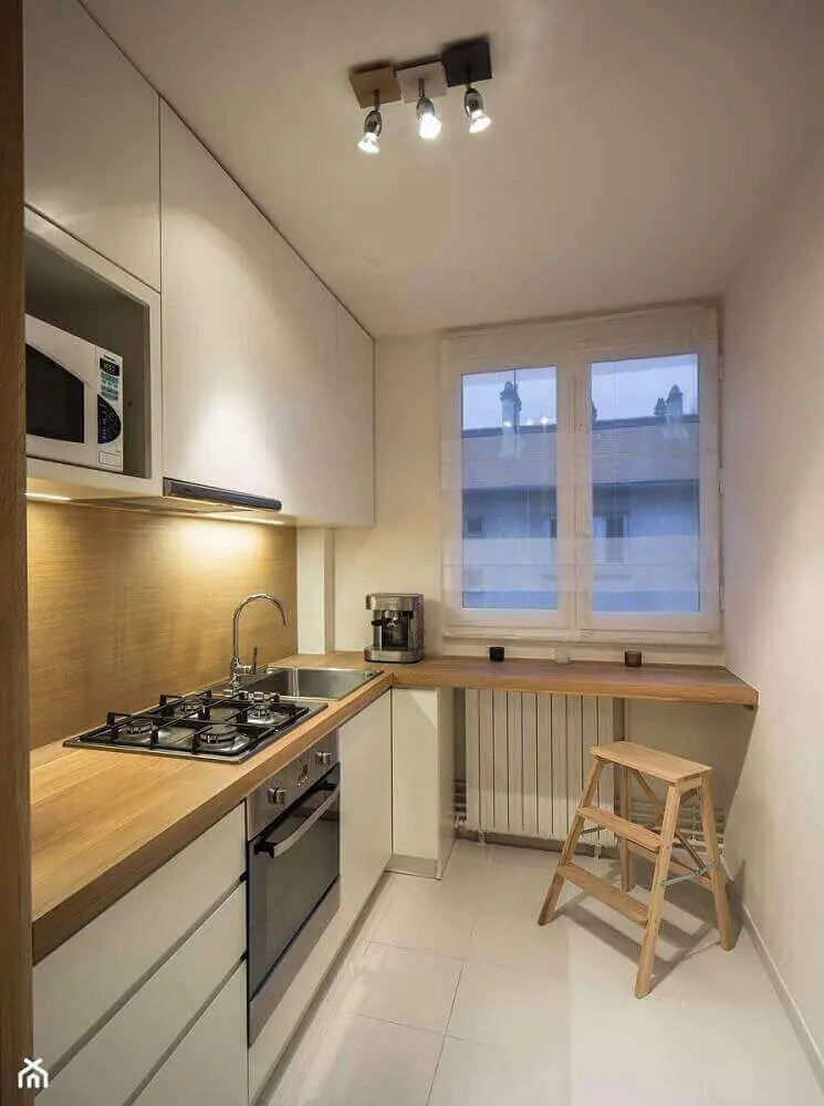 modelo de armário planejado para cozinha pequena com cooktop Foto Pinterest