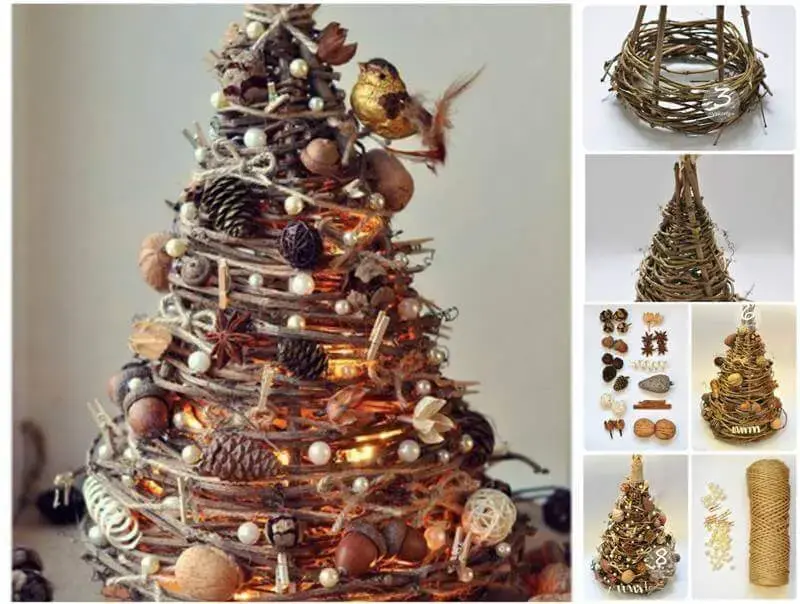 Árvore de natal artesanal feita com materiais naturais Foto de Matrix World