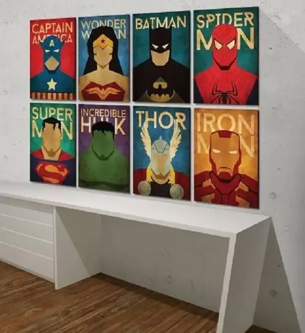 Placas decorativas de super heróis
