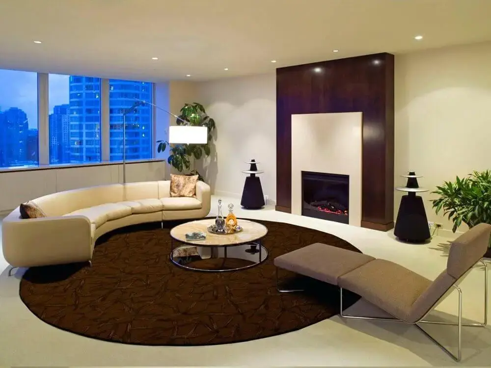 decoração com tapete redondo para sala de estar ampla Foto Area Rug Designs
