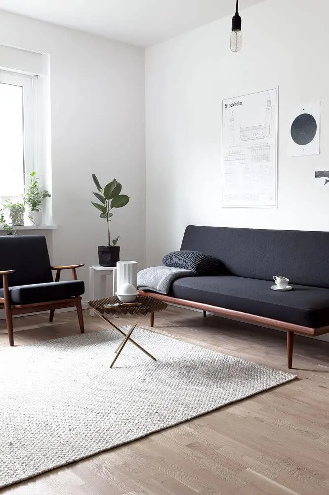 decoração minimalista com sofás modernos para sala pequena Foto Fontana