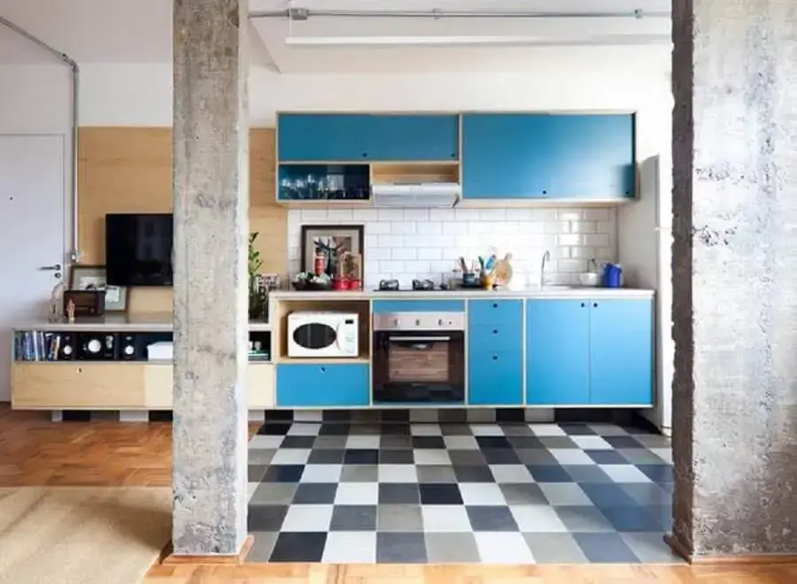 decoração simples para cozinha azul turquesa Foto The Holk