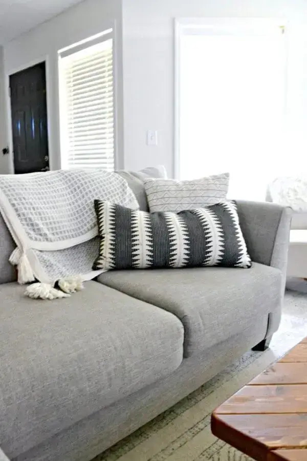 modelo de manta para sofá cinza Foto Pinterest