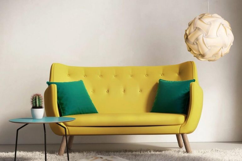 sofá pequeno para sala de estar com design moderno