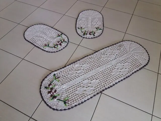 Jogo de cozinha de crochê com bordas arredondadas Foto de Rosa Crochês e Artesanatos