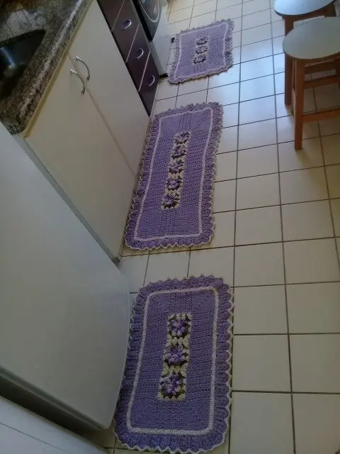 Jogo de cozinha de crochê lilás Foto de Maria Gomes Artes em Crochê