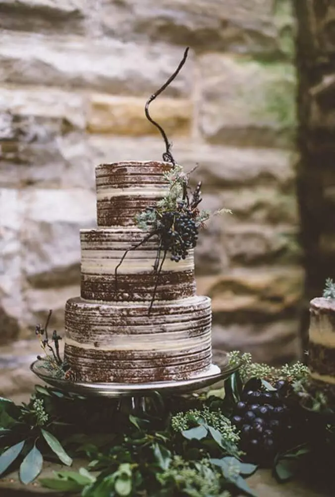 decoração rústica com bolo simples de casamento Foto Wedding Cake Flavors