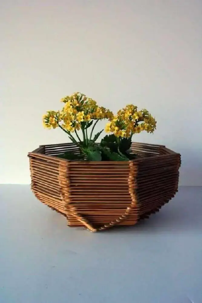 artesanato com palito de picolé - vaso de plantas feito com palitos de picolé Foto Bedroom Furniture