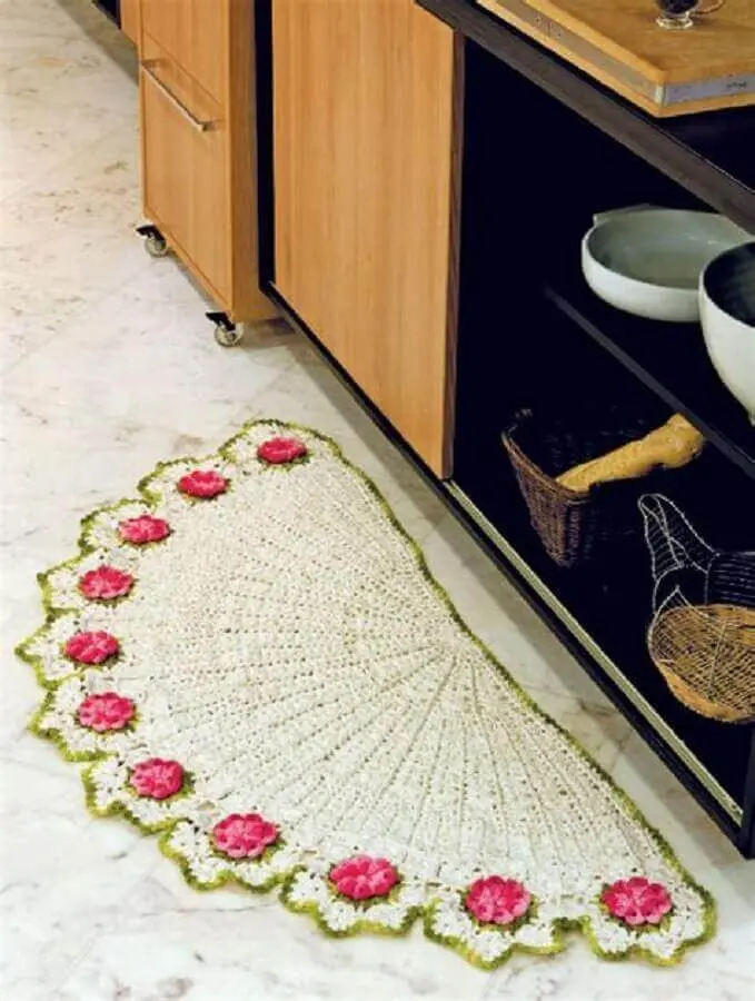 decoração de cozinha com tapete de crochê com flores em formato meia lua Foto Wiring Diagram