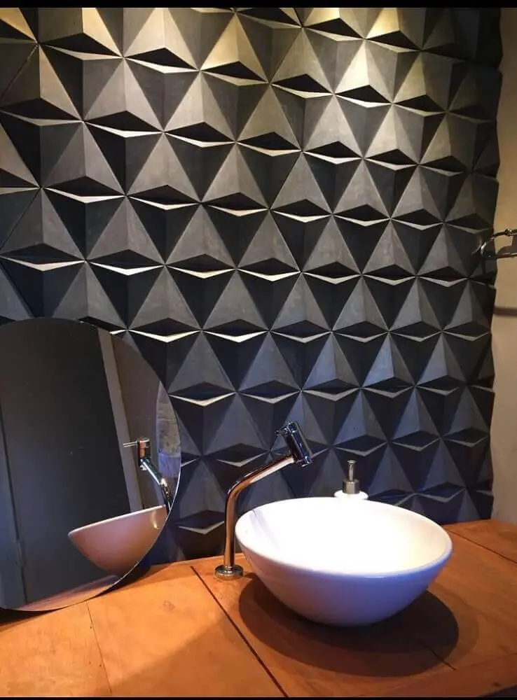 decoração moderna com revestimento 3d para banheiro - foto admirato