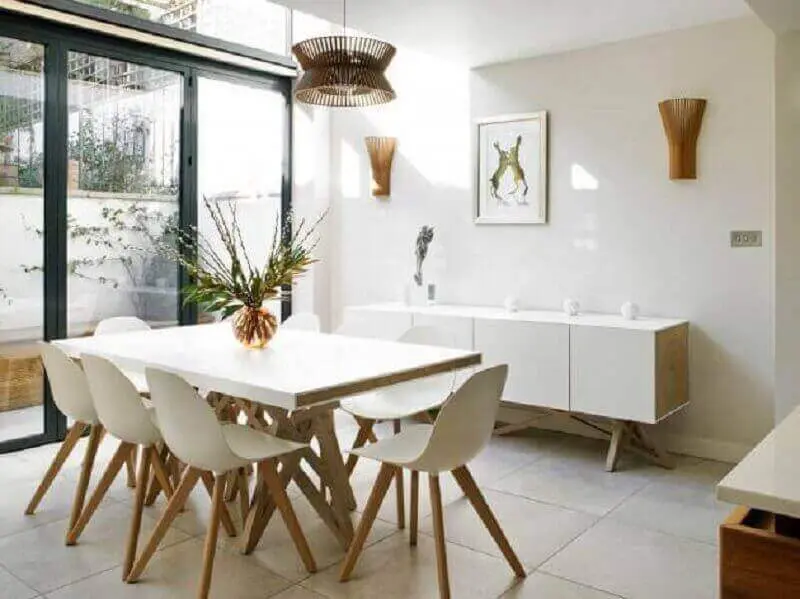 pendente rustico para sala de jantar toda branca com estilo minimalista Foto Möbel Ideen