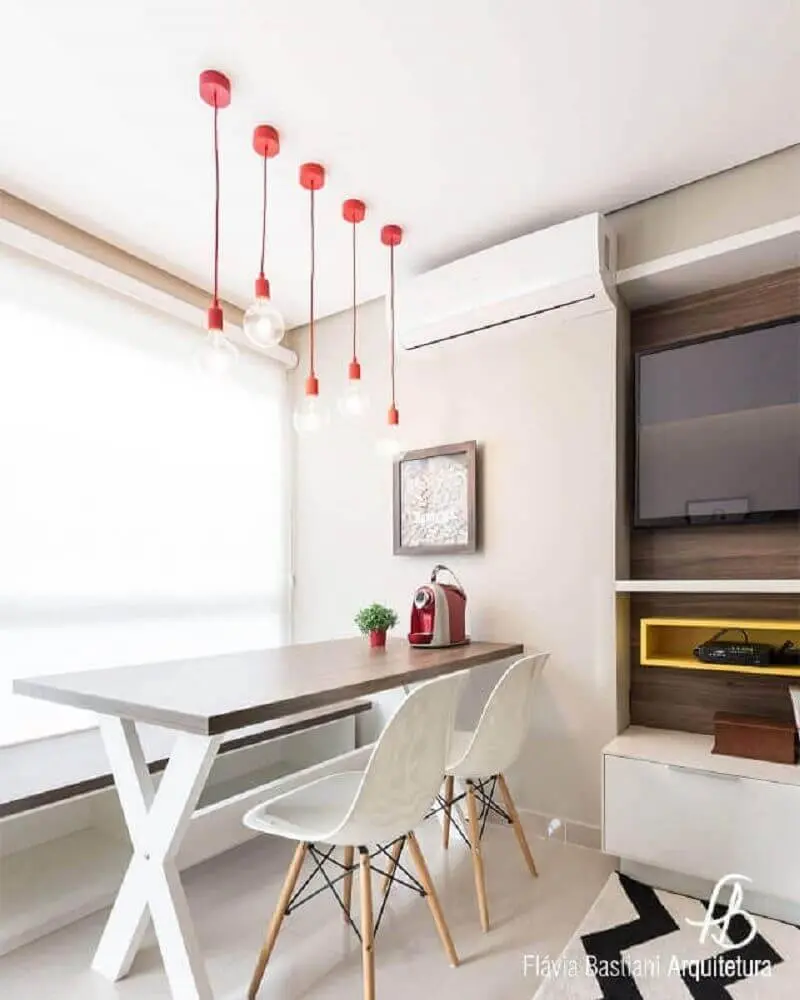 pendente sala de jantar pequena com decoração minimalista Foto Pinterest