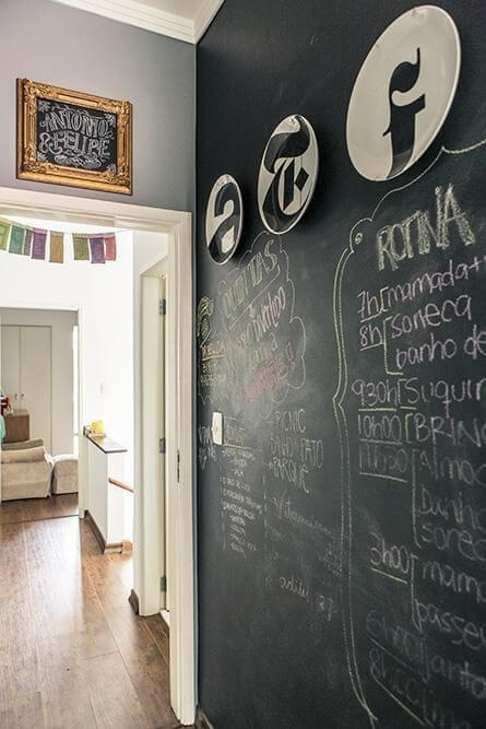 Parede chalkboard com pratos decorativos Projeto de Casa Aberta