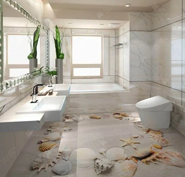 Transforme a decoração do seu banheiro com o porcelanato 3D