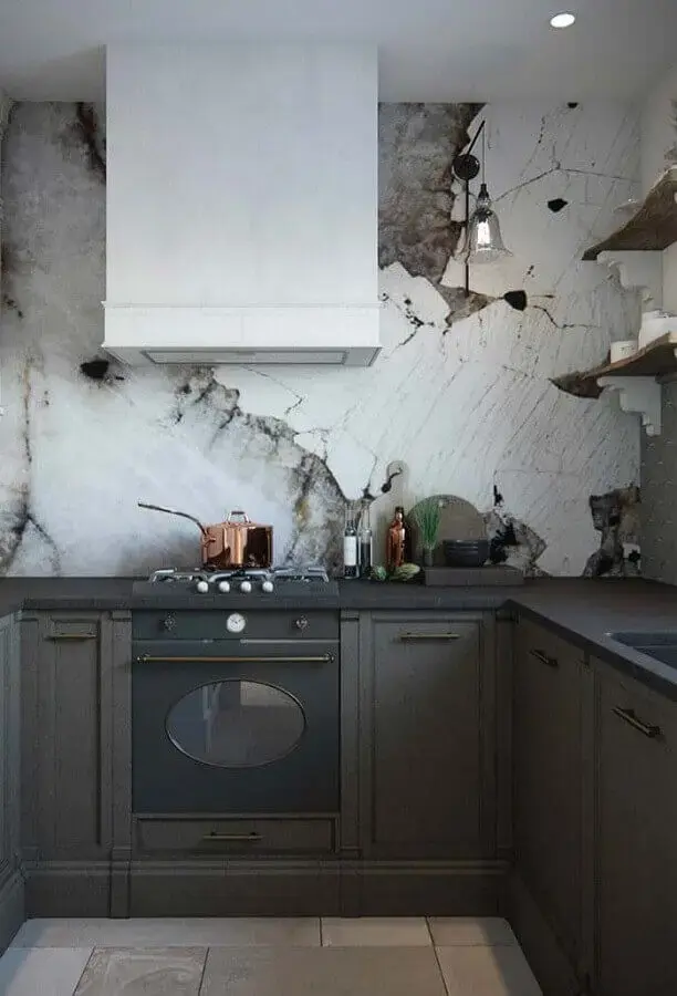 cozinha rústica moderna decorada em tons de cinza Foto Ideias Decor