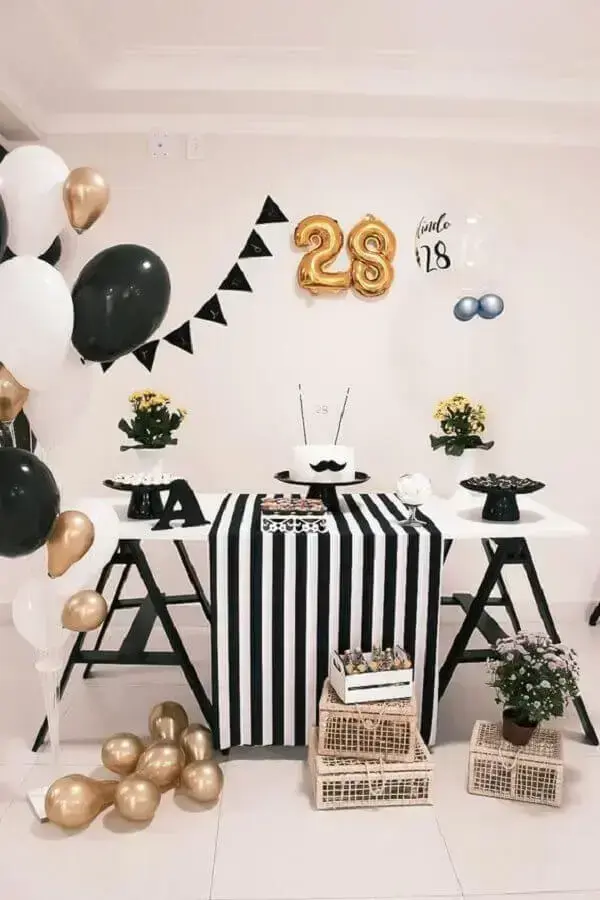 Simple black and white male birthday decoration Pinterest photo