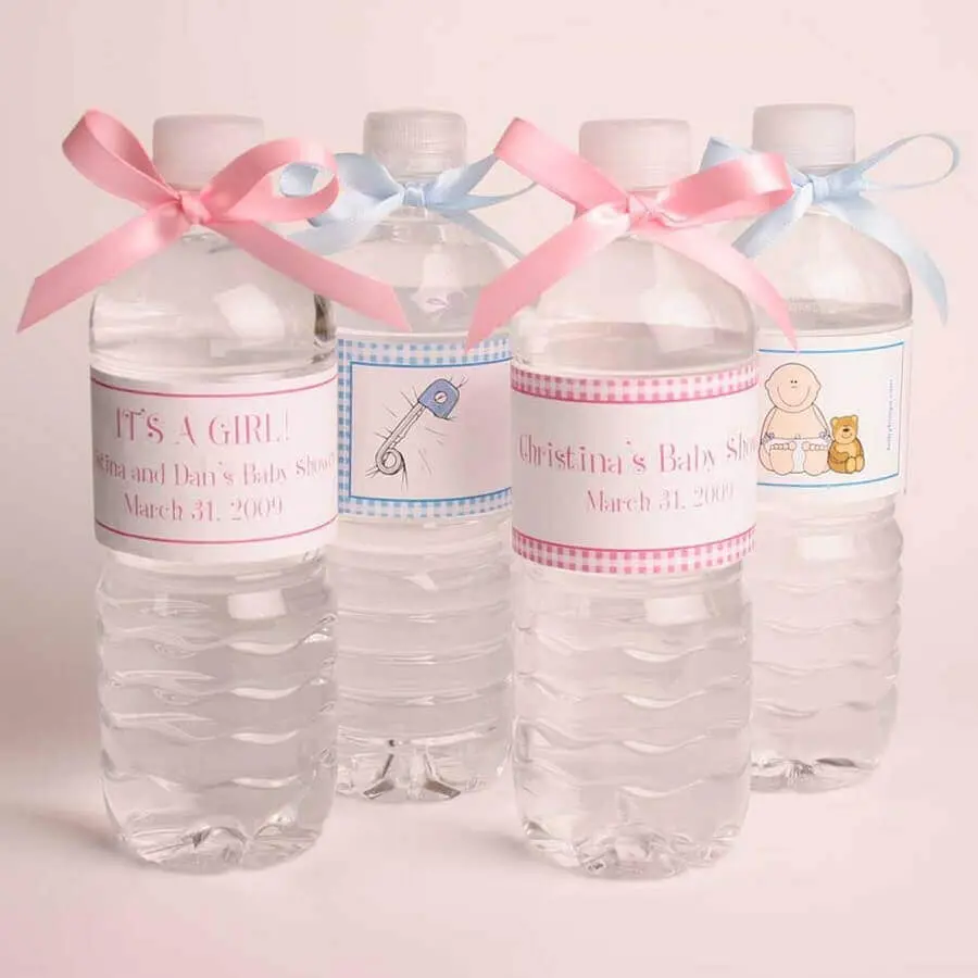 garrafinhas de água com rotulo personalizado para lembrancinhas para chá de bebê Foto DecoRelated