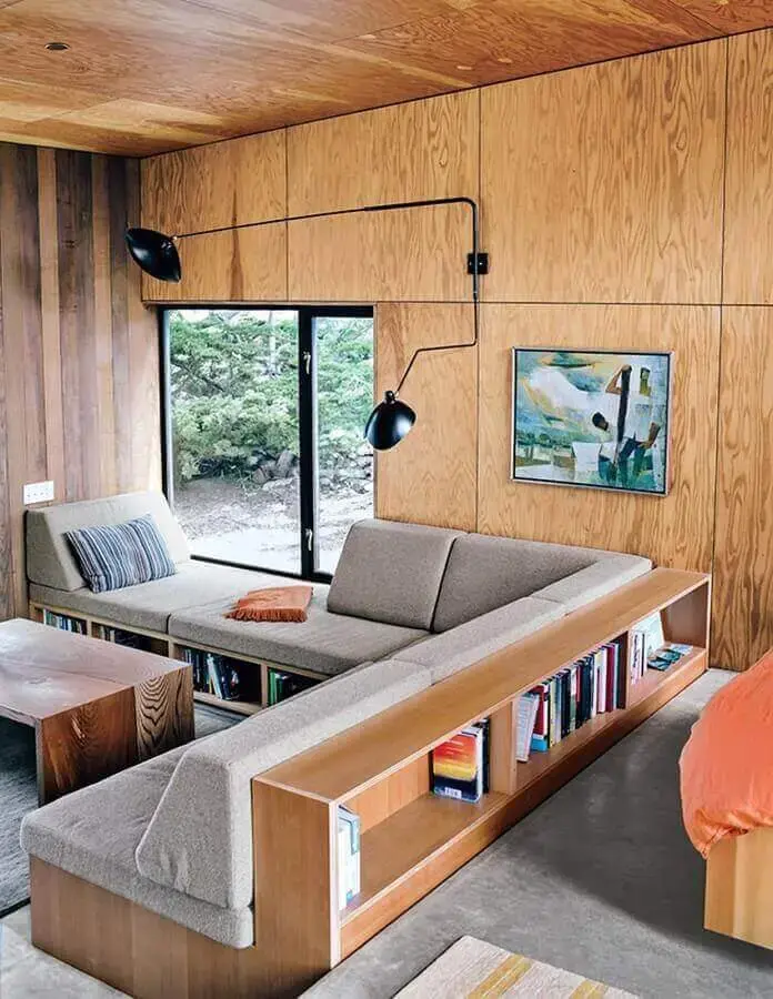 sofá moderno para sala com móveis planejados Foto Bjørn Studio