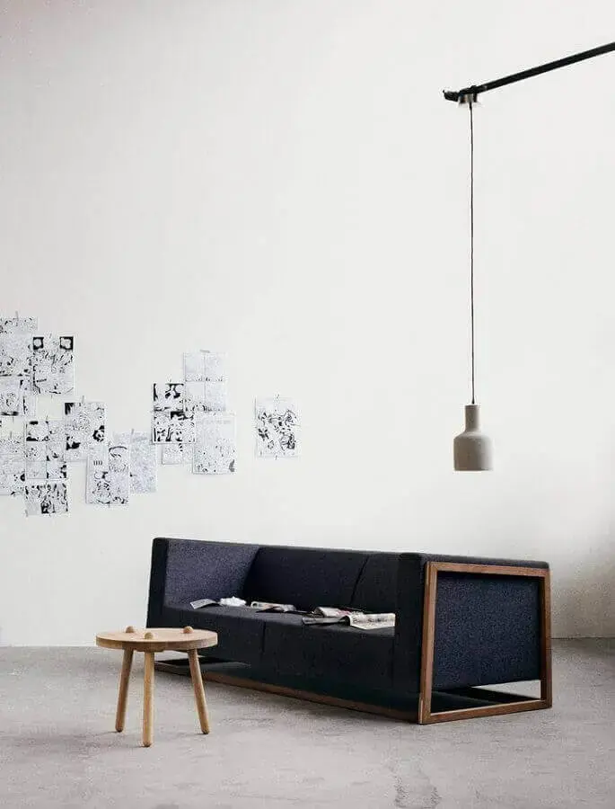 sofás modernos e confortáveis com base de madeira Foto Cinque cose belle
