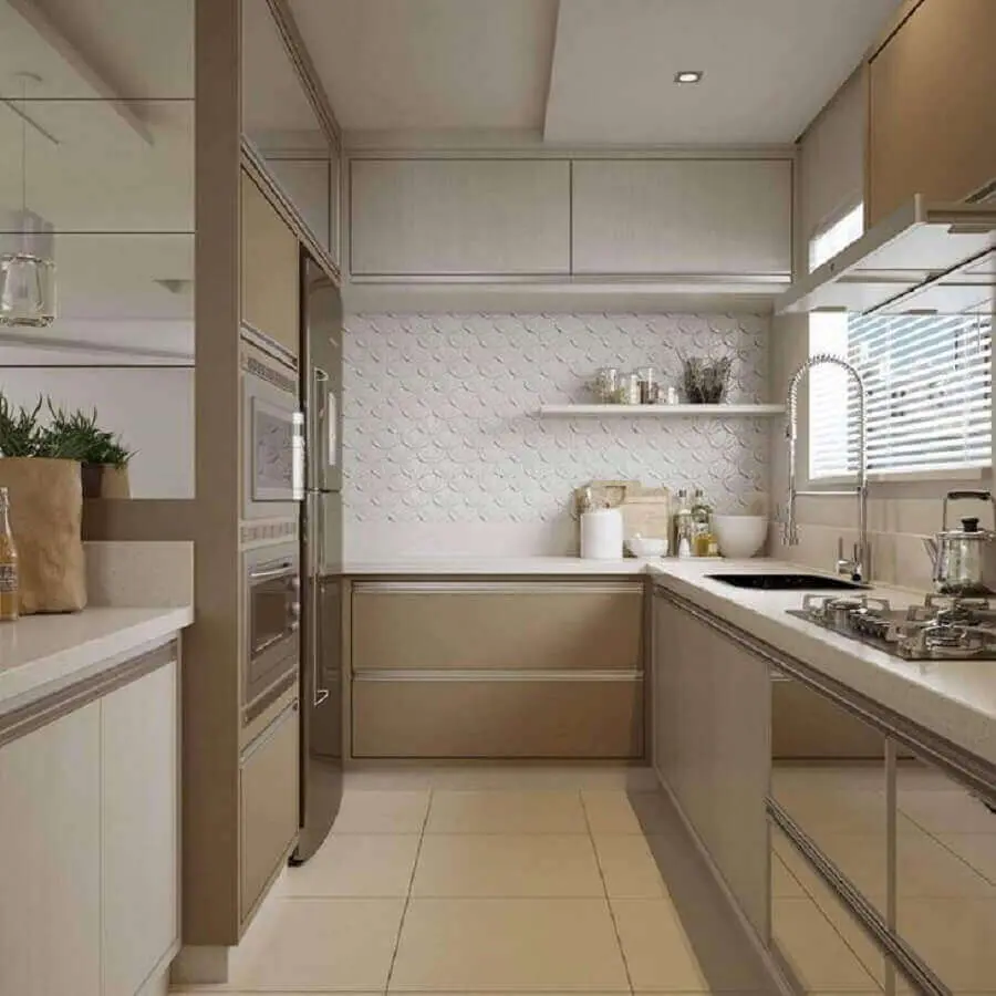 Granito branco Itaúnas para decoração de cozinha planejada em tons neutros Foto Ambientálize Arquitetura